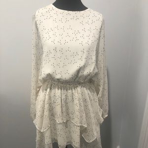 Cream flouncy medium sheer lined dress